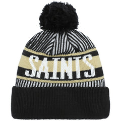 New Orleans Saints New Era Youth Striped Cuffed Knit Hat with Pom