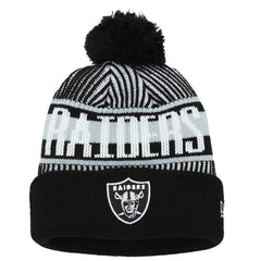 Las Vegas Raiders New Era Youth Striped Cuffed Knit Hat with Pom