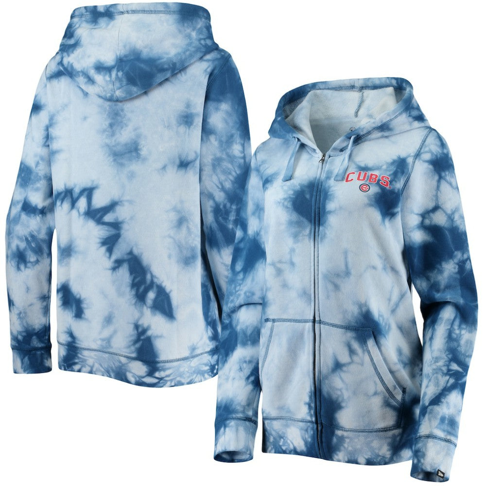 Chicago Cubs New Era Women's Tie-Dye Full-Zip Hoodie | MLB For sale
