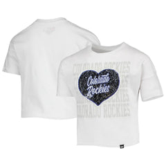 Colorado Rockies New Era Girls Youth Flip Sequin Heart Crop Top | MLB Online