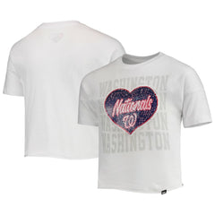 Washington Nationals New Era Girls Youth Flip Sequin Heart Crop Top | MLB Shop