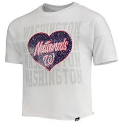 Washington Nationals New Era Girls Youth Flip Sequin Heart Crop Top | MLB Shop