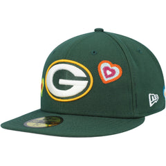 Green Bay Packers New Era Chain Stitch Heart 59FIFTY Fitted Hat