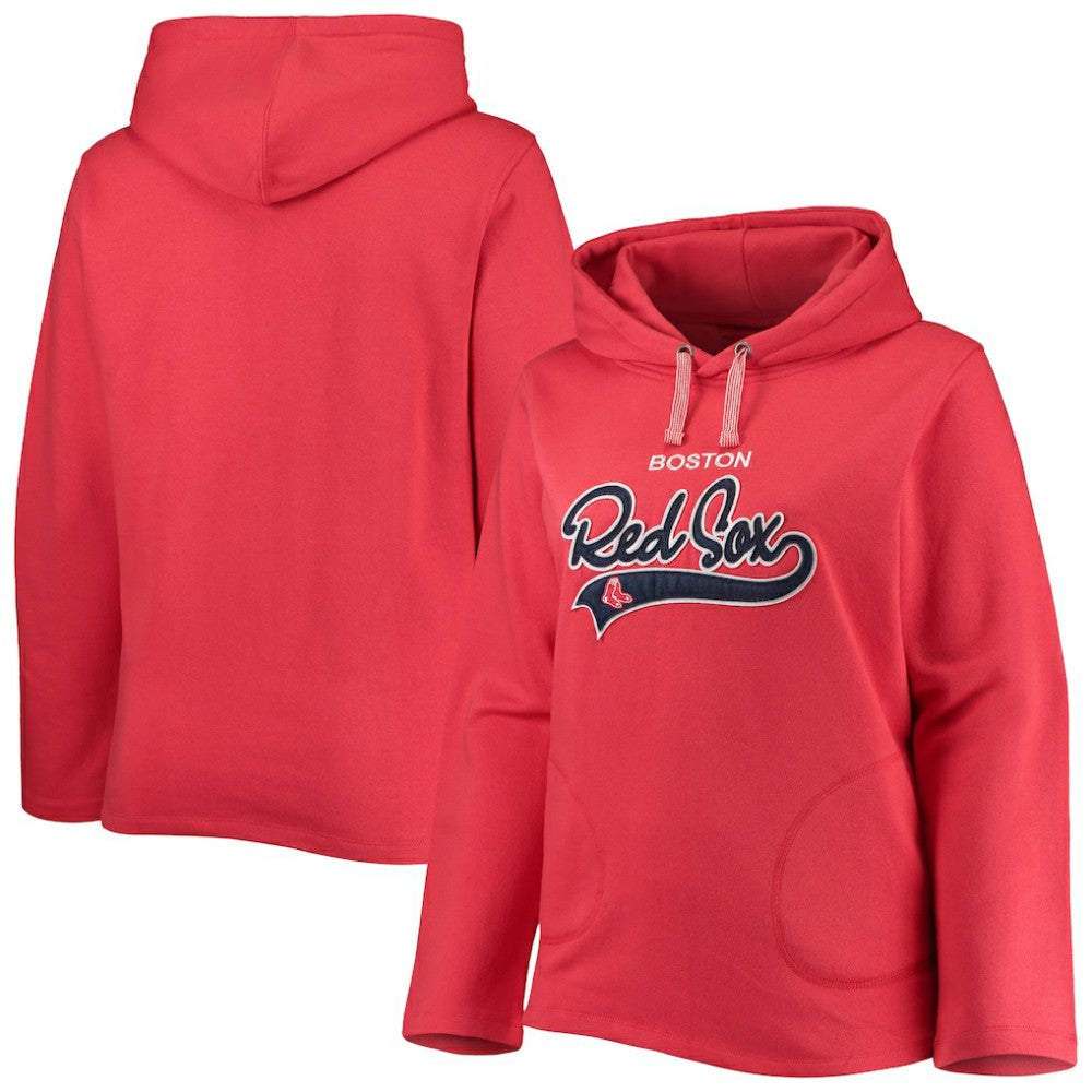 Boston Red Sox Soft as a Grape Women's Plus Size Side Split Pullover Hoodie | MLB Discount