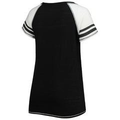 Miami Marlins Soft as a Grape Women's Curvy Color Block Tri-Blend Raglan V-Neck T-Shirt | MLB Discount