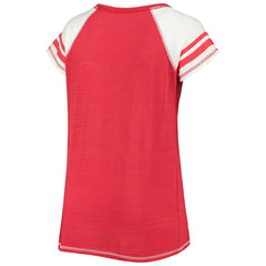 Washington Nationals Soft as a Grape Women's Curvy Color Block Tri-Blend Raglan V-Neck T-Shirt | MLB On Sale