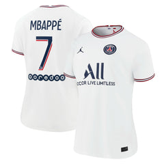Kylian Mbappé Paris Saint-Germain Jordan Brand Women's 2021/22 Fourth Replica Jersey White - Jordan