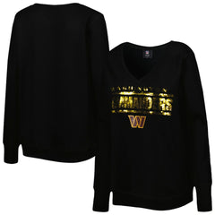 Washington Commanders Cuce Women's Sequin Logo V-Neck Pullover Sweatshirt