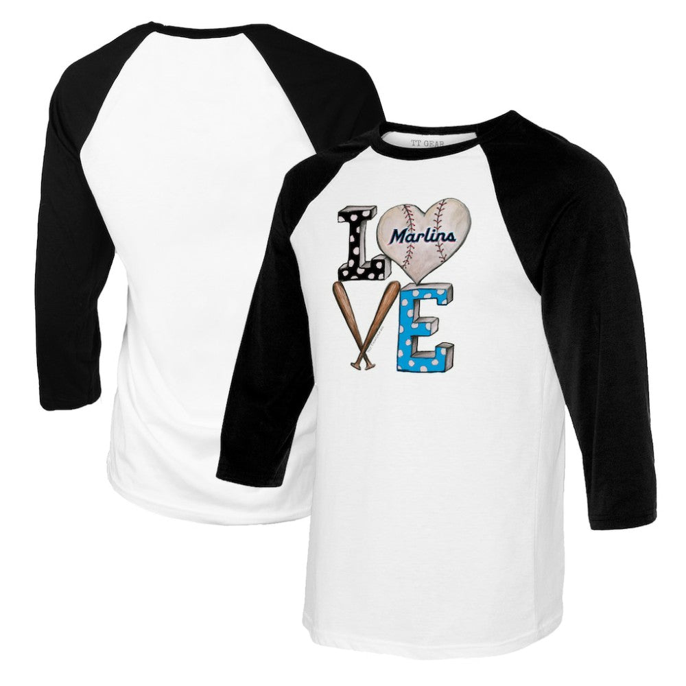 Miami Marlins Tiny Turnip Women's Baseball Love Raglan 3/4-Sleeve T-Shirt | MLB On Sale