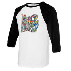 Los Angeles Dodgers Tiny Turnip Women's Peace Love Baseball 3/4-Sleeve Raglan T-Shirt | MLB US