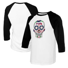 Atlanta Braves Tiny Turnip Women's Sugar Skull 3/4-Sleeve Raglan T-Shirt | MLB For sale