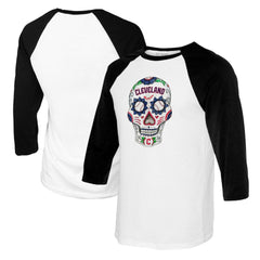 Cleveland Guardians Tiny Turnip Women's Sugar Skull 3/4-Sleeve Raglan T-Shirt | MLB For sale