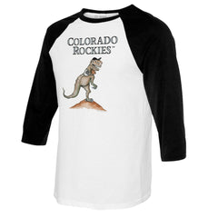 Colorado Rockies Tiny Turnip Youth TT Rex Raglan 3/4 Sleeve T-Shirt | MLB On Sale