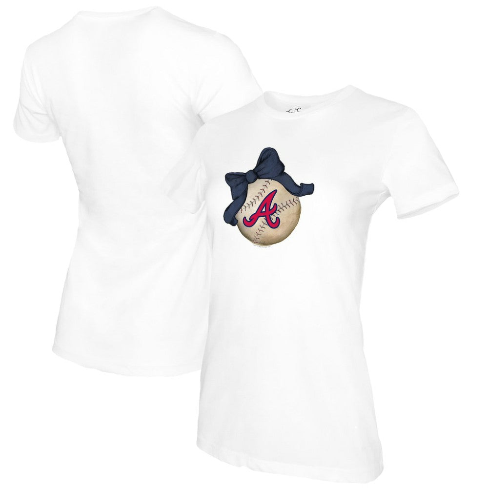 Atlanta Braves Tiny Turnip Women's Baseball Bow T-Shirt | MLB On Sale