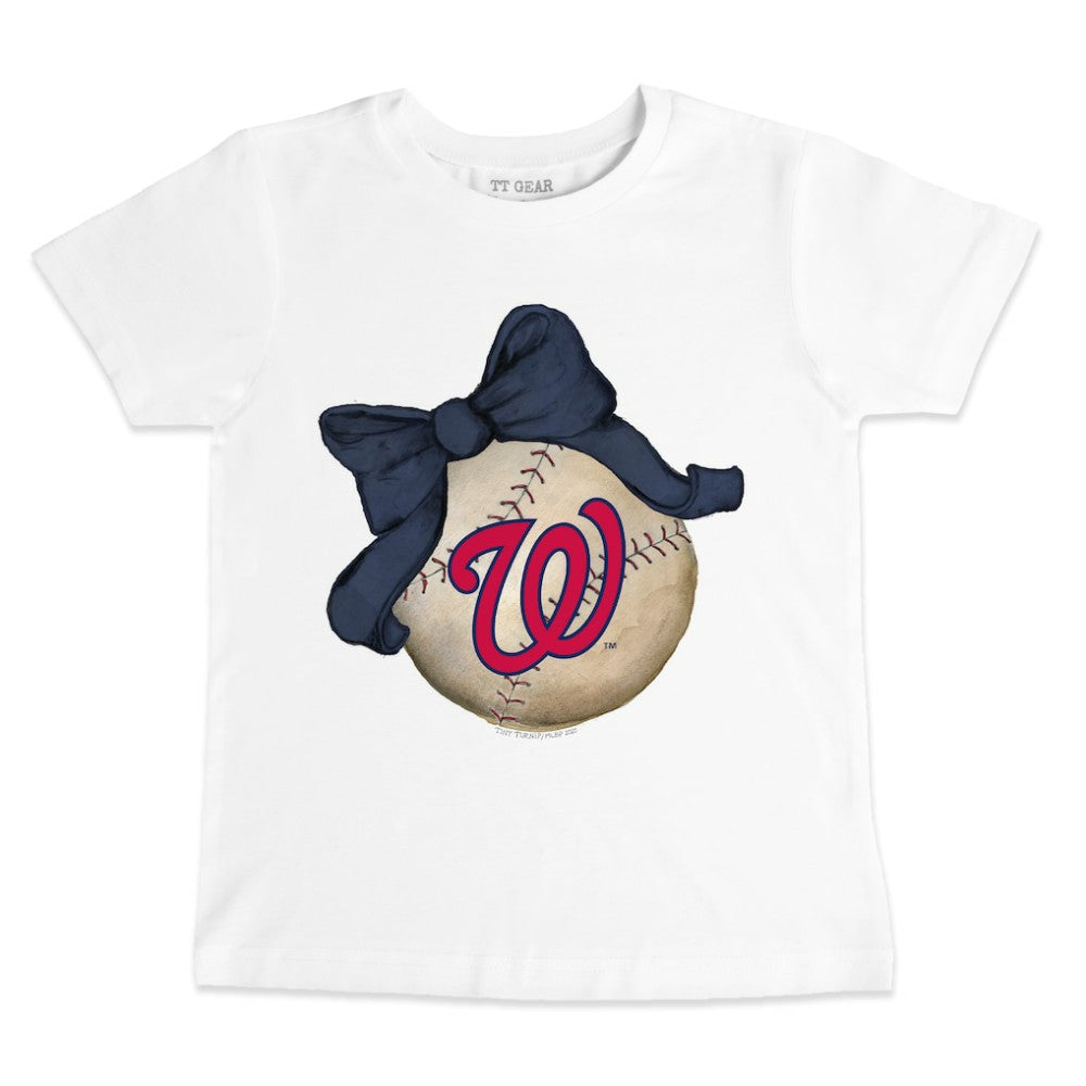 Washington Nationals Tiny Turnip Youth Baseball Bow T-Shirt | MLB New