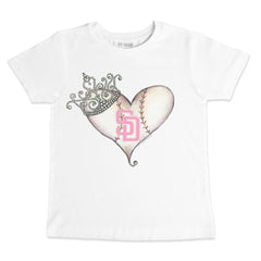 San Diego Padres Tiny Turnip Youth Baseball Tiara Heart T-Shirt | MLB On Sale
