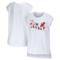 New Jersey Devils WEAR by Erin Andrews Women's Greetings From Muscle T-Shirt On Sale