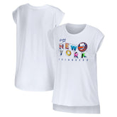 New York Islanders WEAR by Erin Andrews Women's Greetings From Muscle T-Shirt On Sale