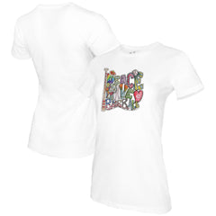 Cincinnati Reds Tiny Turnip Women's Peace Love Baseball T-Shirt | MLB On Sale
