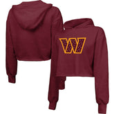 Washington Commanders Majestic Threads Women's Bling Tri-Blend Cropped Pullover Hoodie