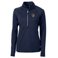 Milwaukee Brewers Cutter & Buck Women's Adapt Eco Knit Stretch Half-Zip Pullover Top | MLB For sale