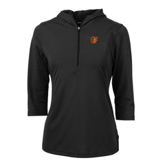 Baltimore Orioles Cutter & Buck Women's Virtue Eco Pique 3/4 Sleeve Half-Zip Pullover Hoodie | MLB Outlet