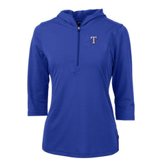 Texas Rangers Cutter & Buck Women's Virtue Eco Pique 3/4 Sleeve Half-Zip Pullover Hoodie | MLB Sale