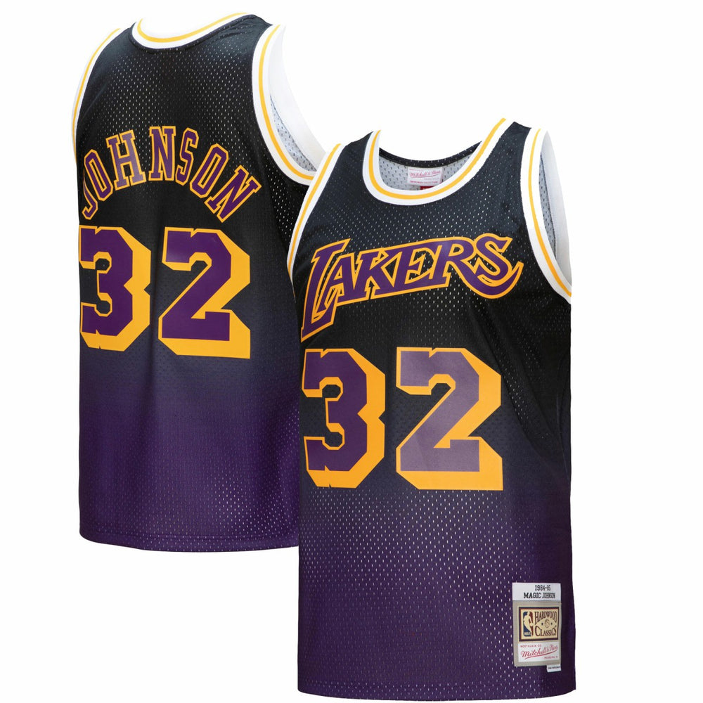 Magic Johnson Los Angeles Lakers 1984/85 Hardwood Classics Fadeaway Swingman Player Jersey For Sale
