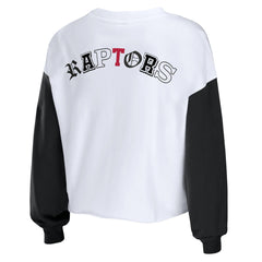 Toronto Raptors WEAR by Erin Andrews Women's Mixed Letter Cropped Pullover Sweatshirt For Sale