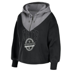 Brooklyn Nets WEAR by Erin Andrews Women's Pieced Quarter-Zip Hoodie Jacket Discount