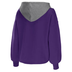 Los Angeles Lakers WEAR by Erin Andrews Women's Pieced Quarter-Zip Hoodie Jacket On Sale