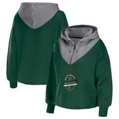 Milwaukee Bucks WEAR by Erin Andrews Women's Pieced Quarter-Zip Hoodie Jacket On Sale