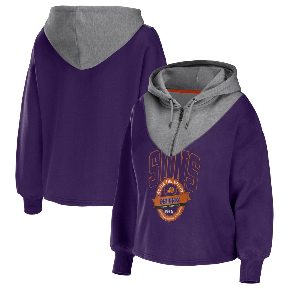 Phoenix Suns WEAR by Erin Andrews Women's Pieced Quarter-Zip Hoodie Jacket For Sale