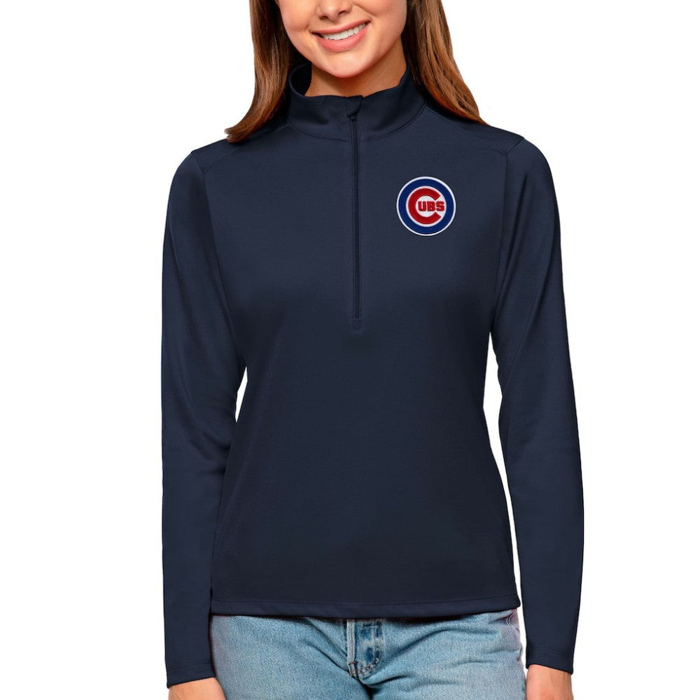 Chicago Cubs Antigua Women's Tribute Quarter-Zip Pullover Top | MLB Outlet