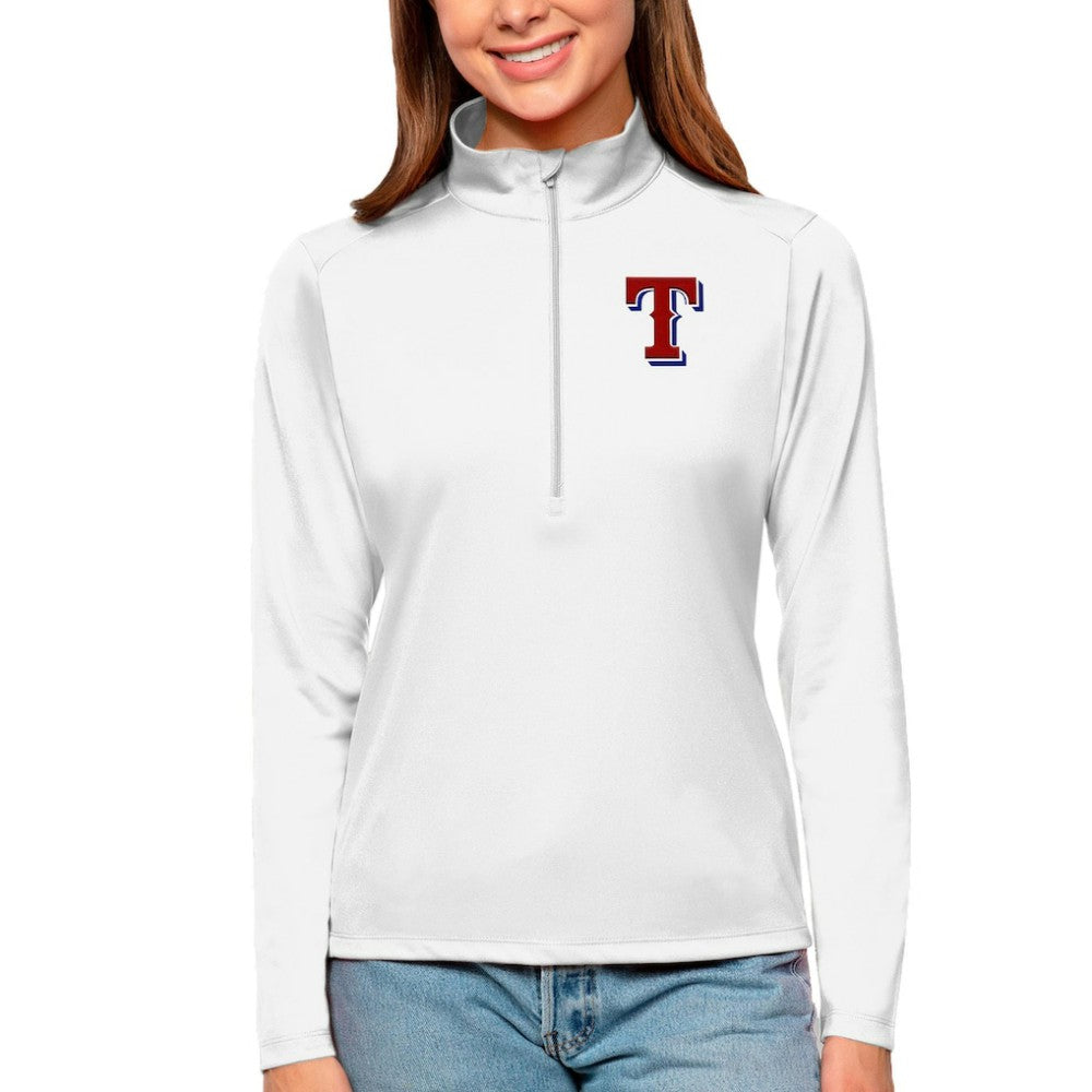 Texas Rangers Antigua Women's Tribute Quarter-Zip Pullover Top | MLB Sale
