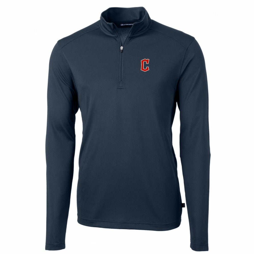 Cleveland Guardians Cutter & Buck Big & Tall Virtue Eco Pique Quarter-Zip Pullover Jacket | MLB Sale