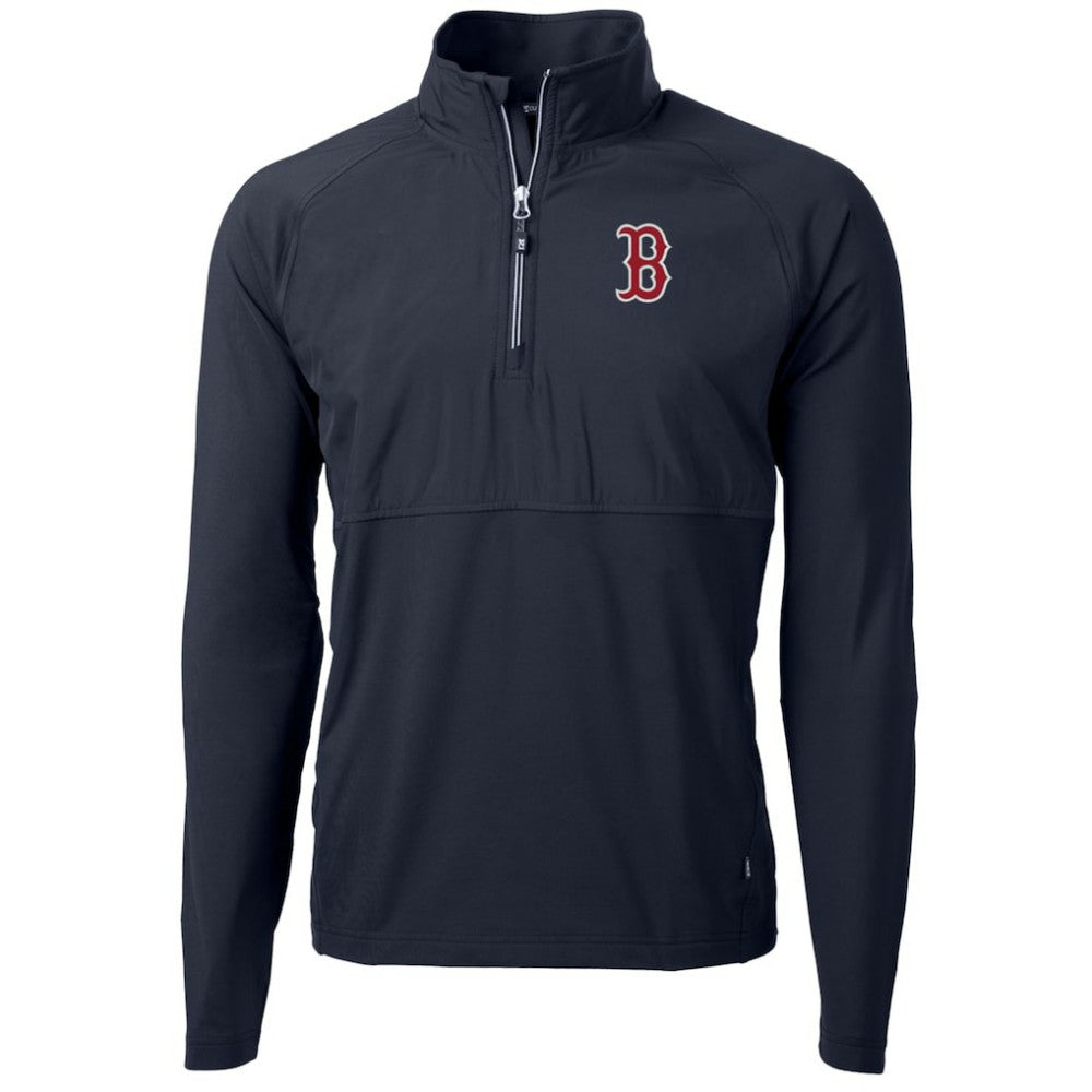 Boston Red Sox Cutter & Buck Adapt Eco Knit Hybrid Recycled Quarter-Zip Pullover Jacket | MLB For sale
