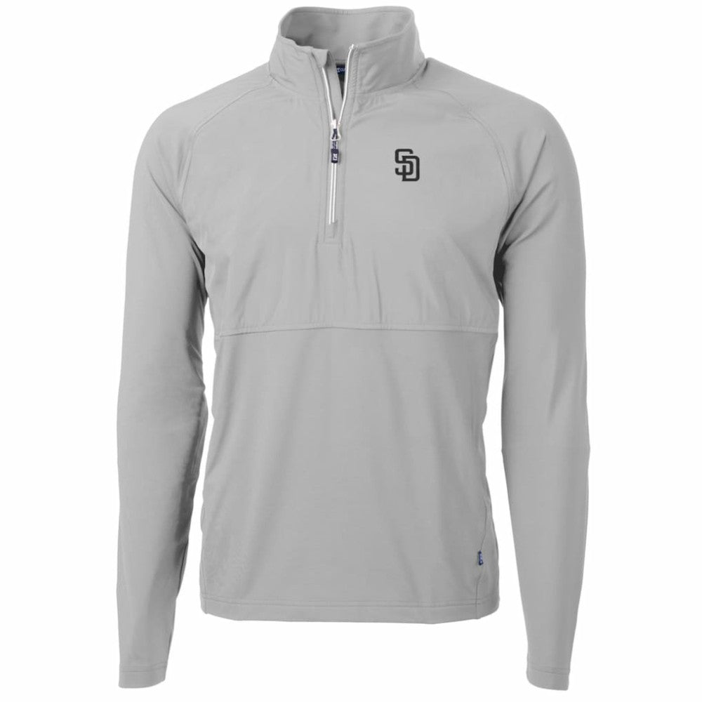 San Diego Padres Cutter & Buck Adapt Eco Knit Hybrid Recycled Quarter-Zip Pullover Jacket | MLB Discount