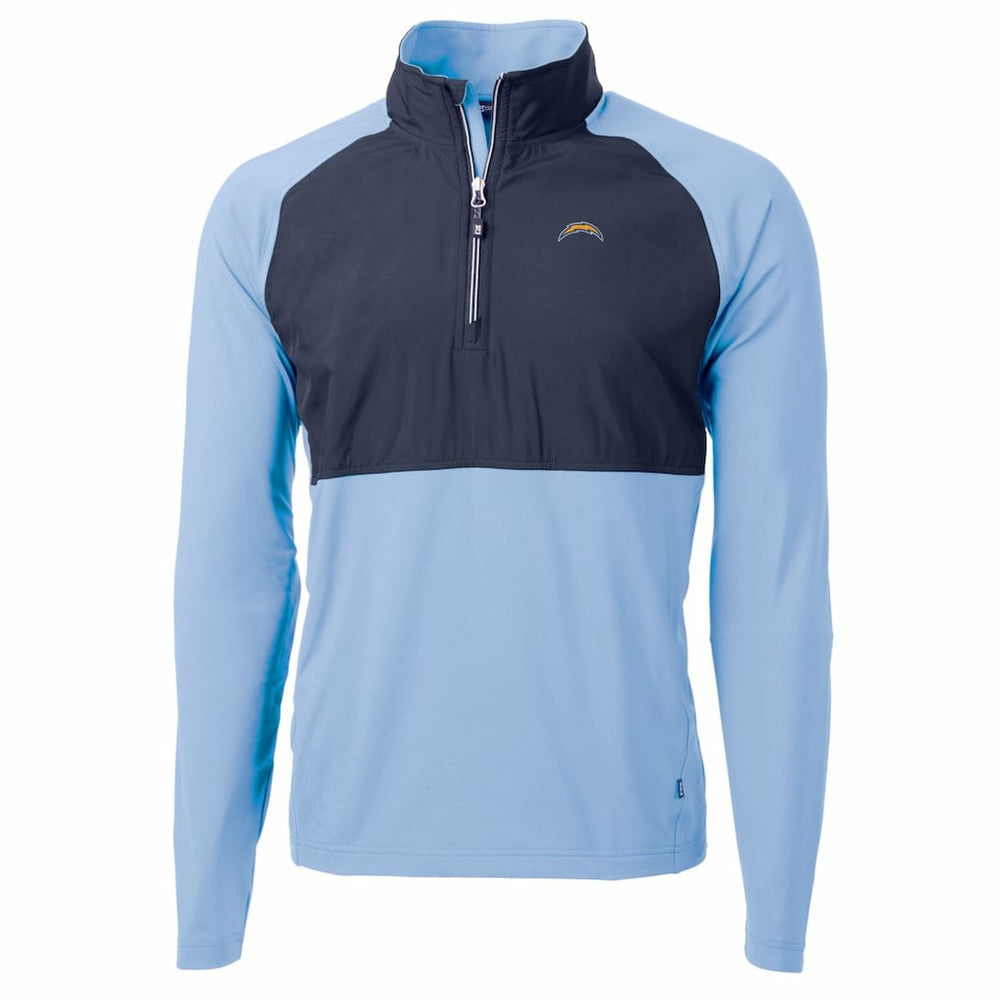 Los Angeles Chargers Cutter & Buck Adapt Eco Knit Hybrid Recycled Quarter-Zip Raglan Jacket
