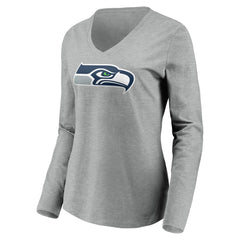 Seattle Seahawks Women's Team Authentic Custom Long Sleeve V-Neck T-Shirt