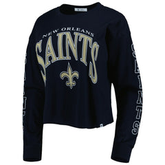 New Orleans Saints 47 brand '47 Women's Skyler Parkway Cropped Long Sleeve T-Shirt