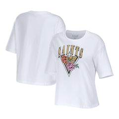New Orleans Saints WEAR by Erin Andrews Women's Boxy Floral Cropped T-Shirt