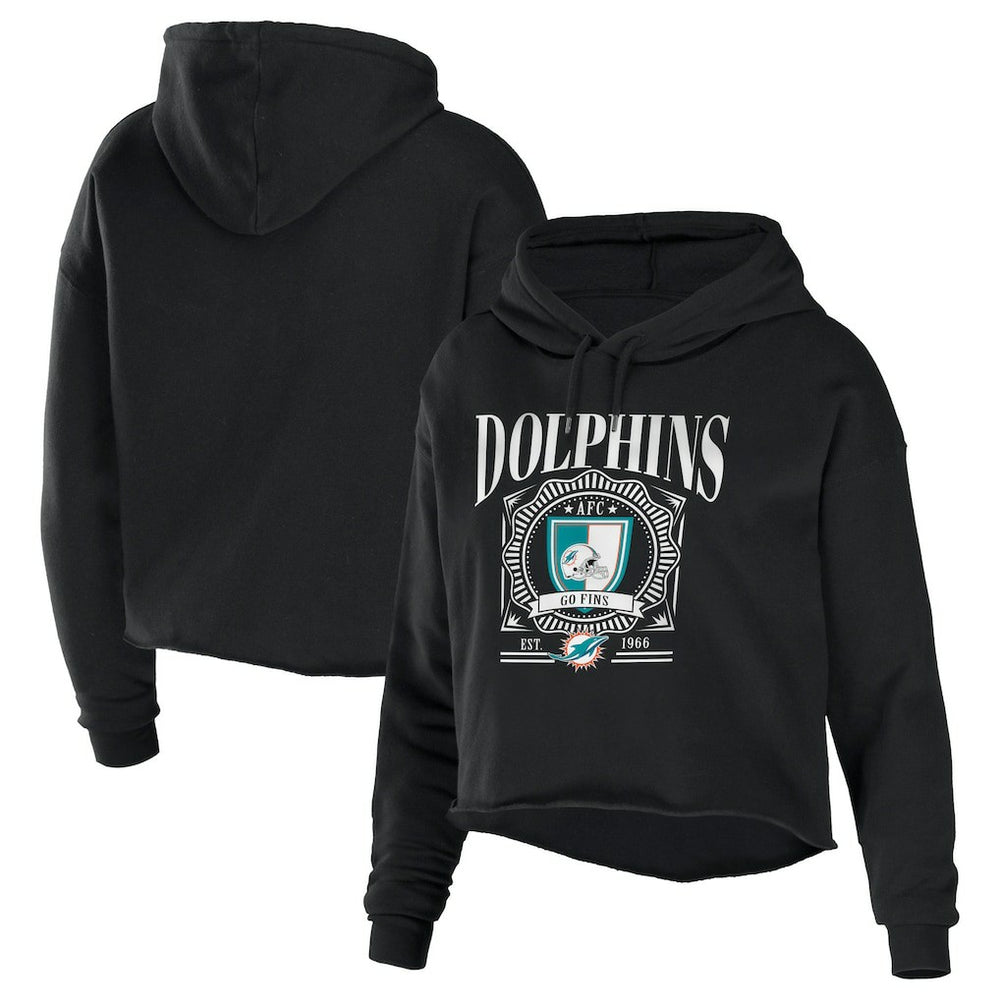 Miami Dolphins WEAR by Erin Andrews Women's Cropped Sponge Fleece Pullover Hoodie