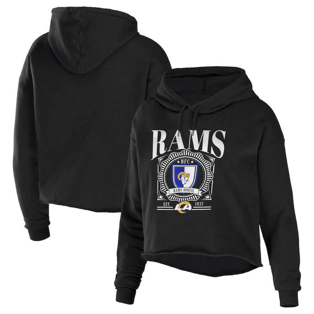 Los Angeles Rams WEAR by Erin Andrews Women's Cropped Sponge Fleece Pullover Hoodie