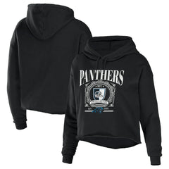 Carolina Panthers WEAR by Erin Andrews Women's Cropped Sponge Fleece Pullover Hoodie
