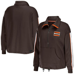 Cleveland Browns WEAR by Erin Andrews Women's Logo Stripe Half-Zip Top