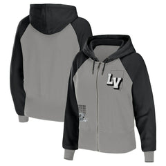 Las Vegas Raiders WEAR by Erin Andrews Women's Colorblock Lightweight Full-Zip Hoodie