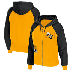 Pittsburgh Steelers WEAR by Erin Andrews Women's Colorblock Lightweight Full-Zip Hoodie