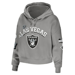 Las Vegas Raiders WEAR by Erin Andrews Women's Modest Cropped Pullover Hoodie