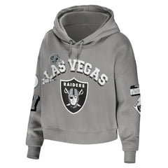 Las Vegas Raiders WEAR by Erin Andrews Women's Plus Size Modest Cropped Pullover Hoodie